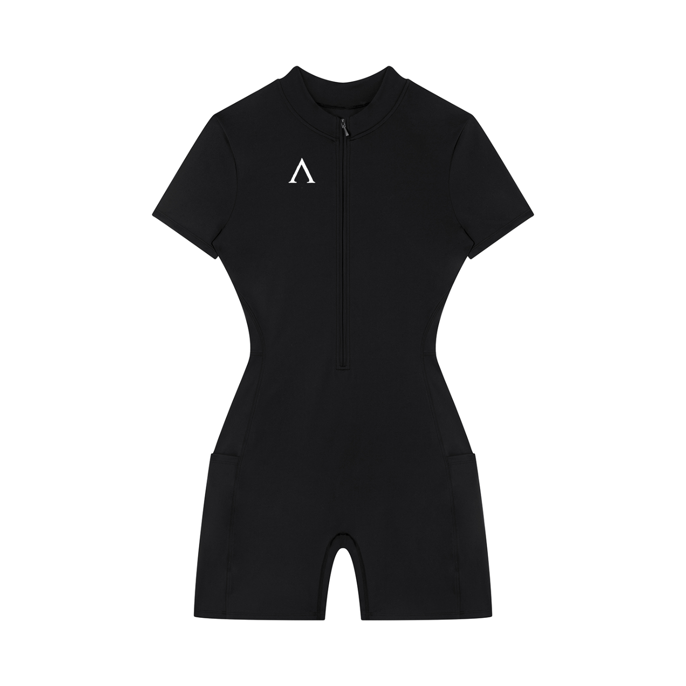 (Aurevo)Women's Quarter-Zip Short Sleeve Romper