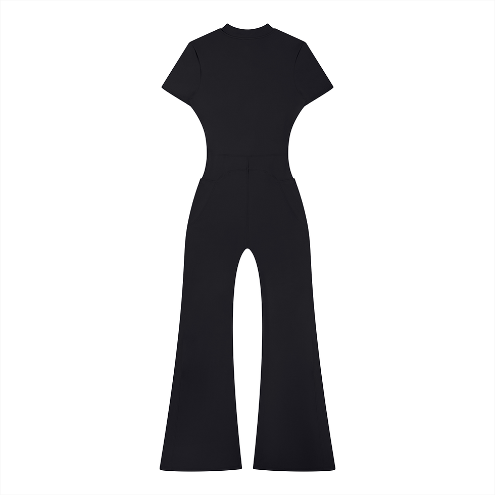 Thumbnail: (Aurevo)Women’s Tight Flared Leg Quarter-Zip Jumpsuit