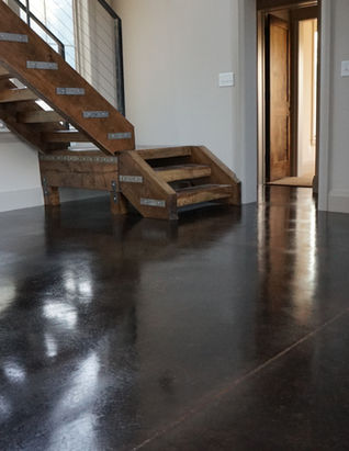 Dark Walnut acid stained concrete floor