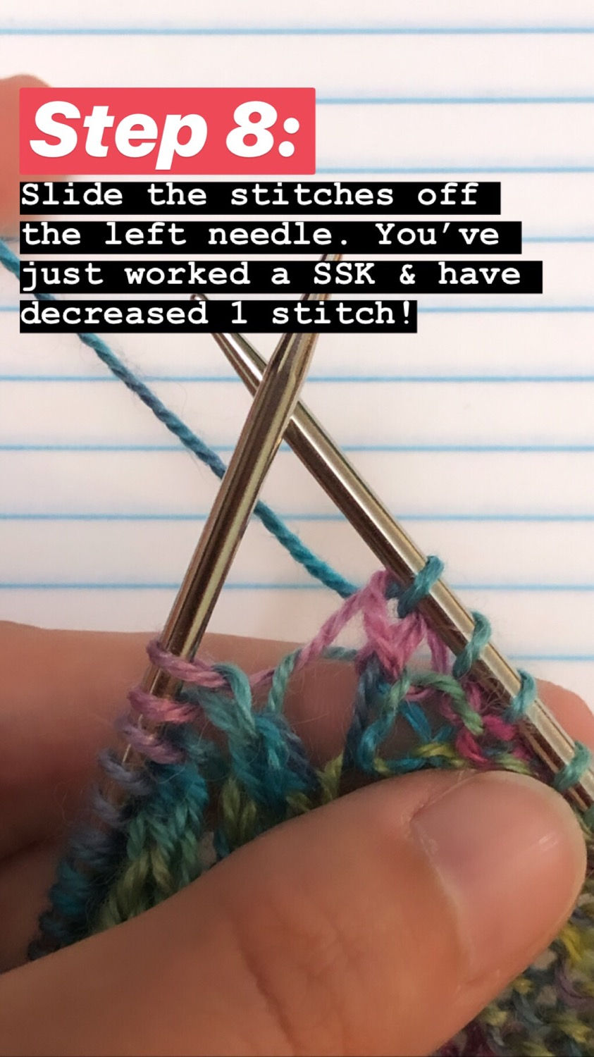 Step by Step SSK (slip, slip, knit) Knitting Tutorial - Step 8