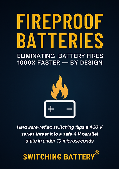 FIREPROOF BATTERIES Eliminating battery fires at source,Fireproof,Battery,