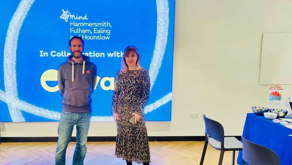 Liza with Mind Hammersmith, Fulham, Ealing and Hounslow Marketing and Communications Director Nicholas Smith