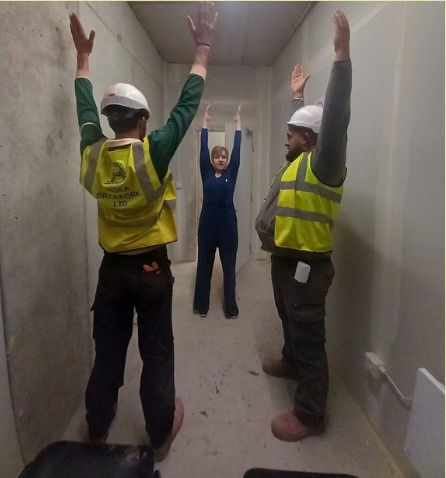 Easy to copy stretching exercises that inside the building site