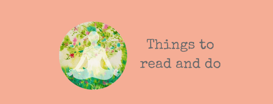 The banner features an illustration of someone quietly meditating in a garden