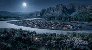 AI created landscape with Roman military camp