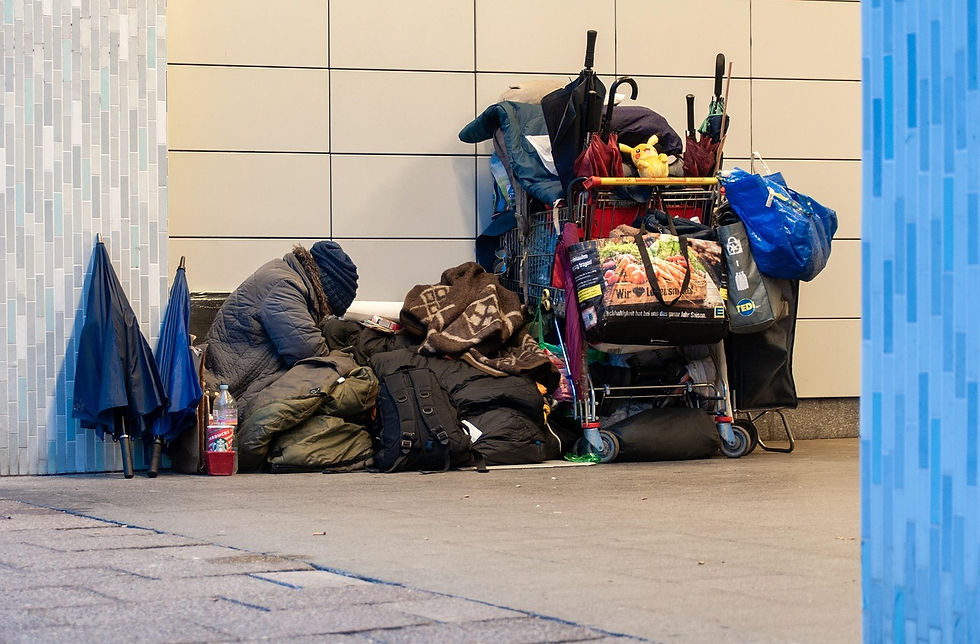 Homeless person with all their belongings