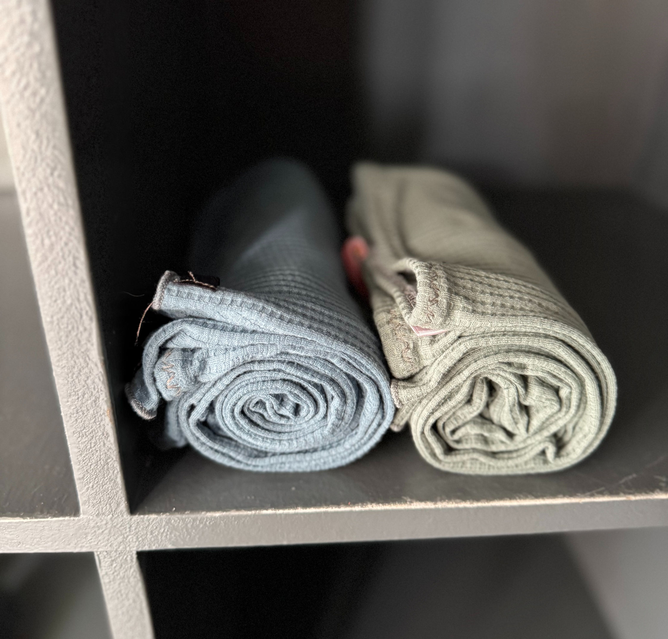 Stone Blue Waffle Over the Knee Ballet Leg Warmers