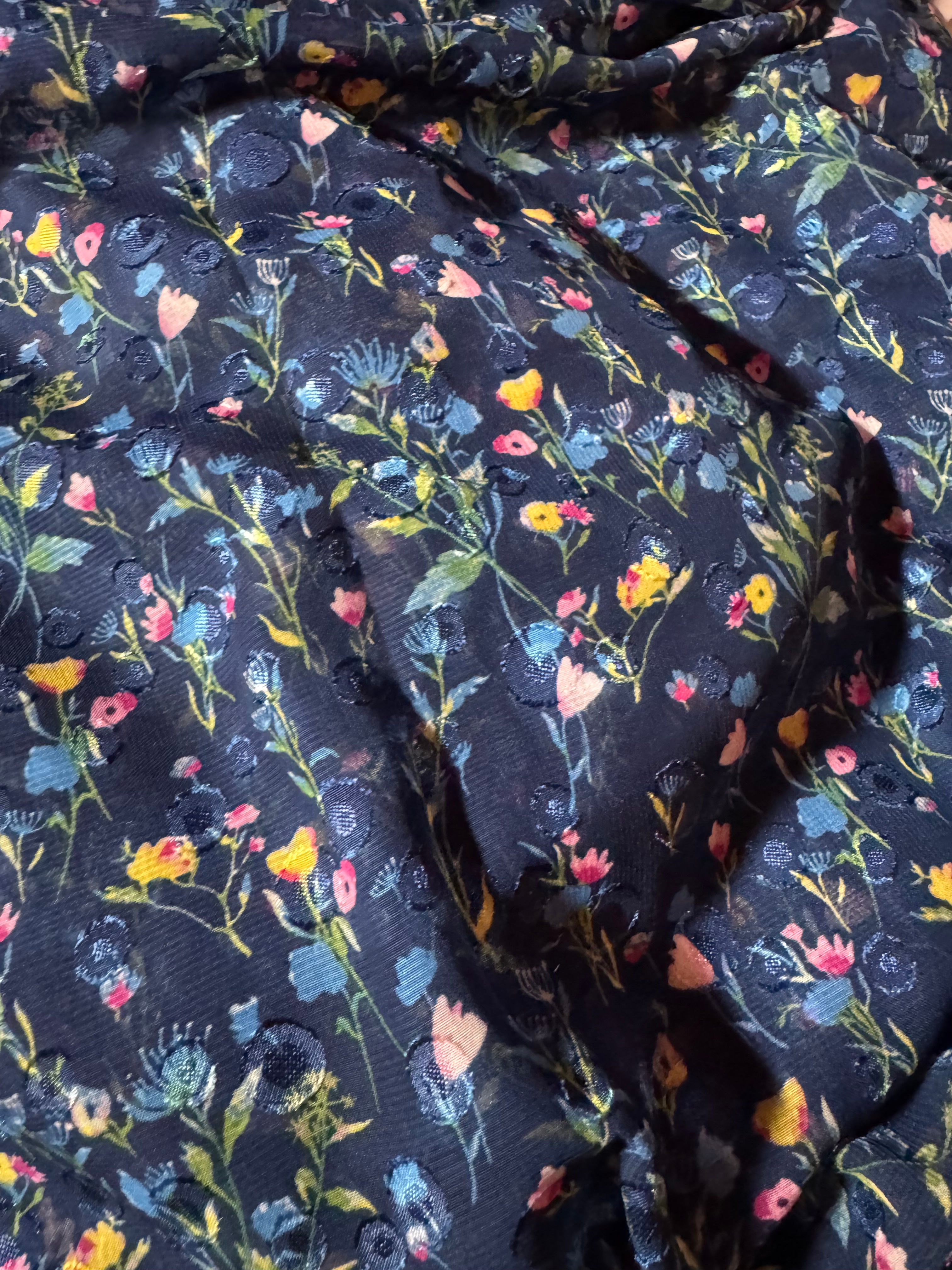 Blue Breezy Flowers Wrap Skirt