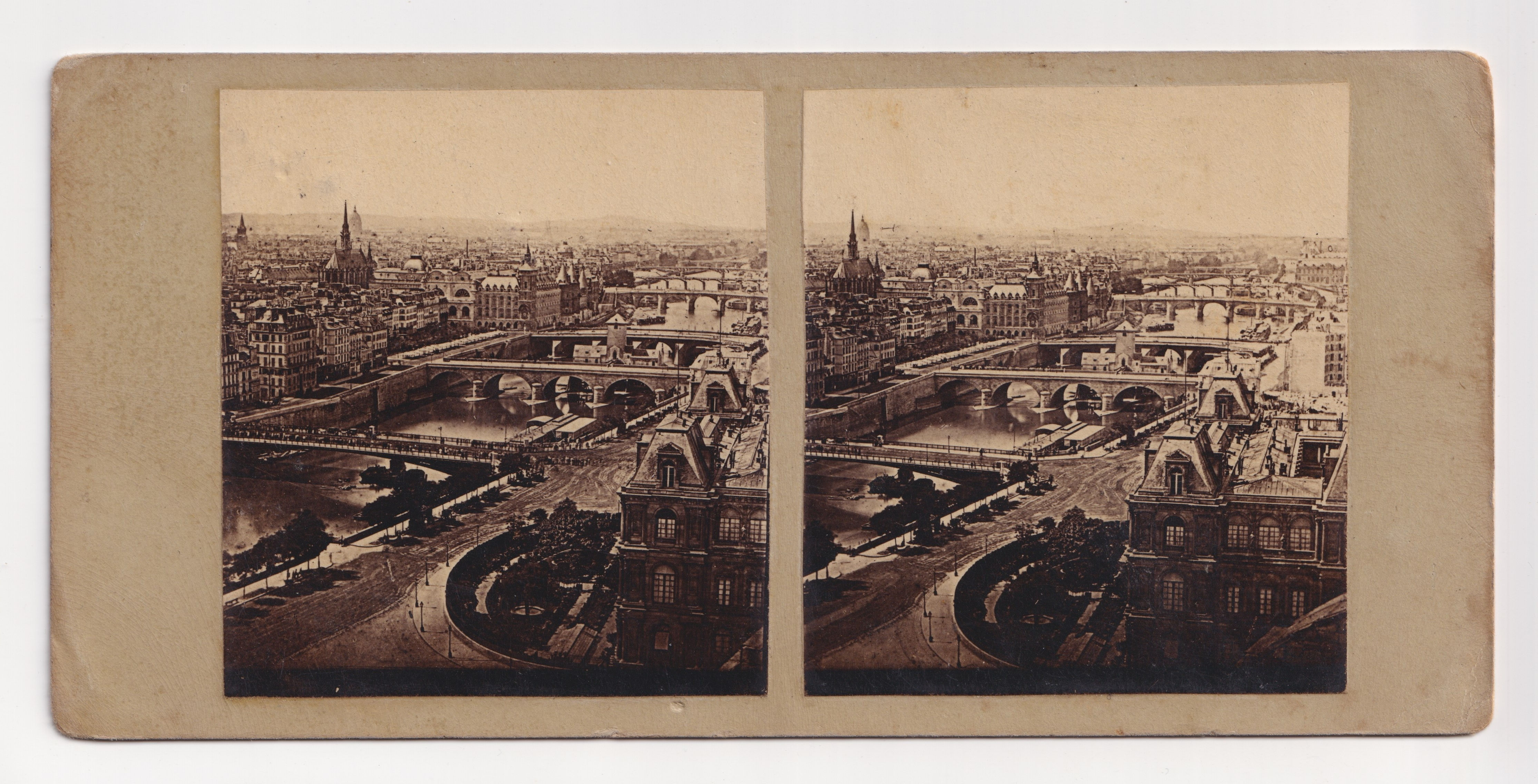 Stereoview of Paris, Panorama of the Seine and Louvre, Calotype, 1857