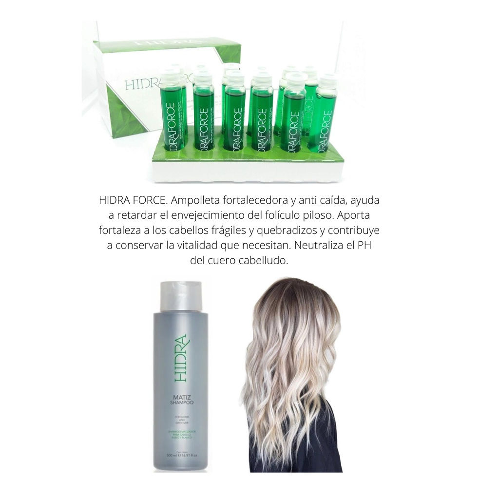 kid de hidra COLOR shampoo matizador rubios 500 g + Hidra Force Ampolleta Fortal