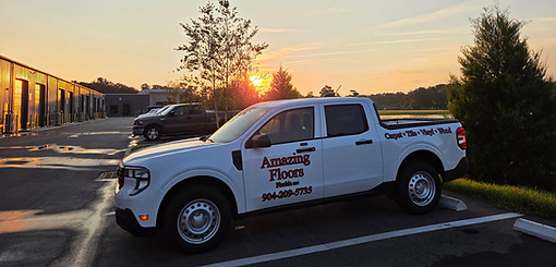 Amazing Floors Florida LLC branded truck offering flooring materials and installation in St. Augustine, Florida.