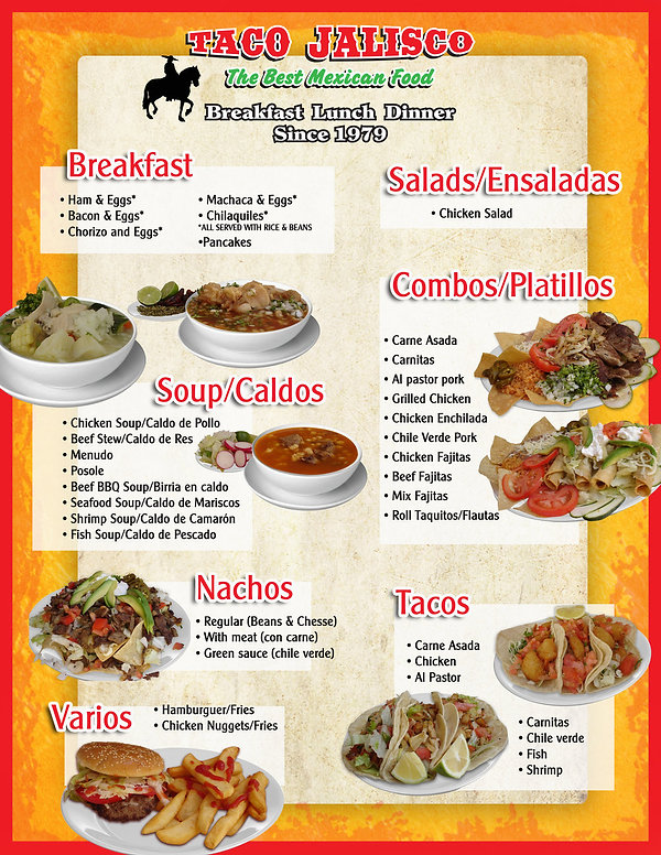 taco jalisco menu