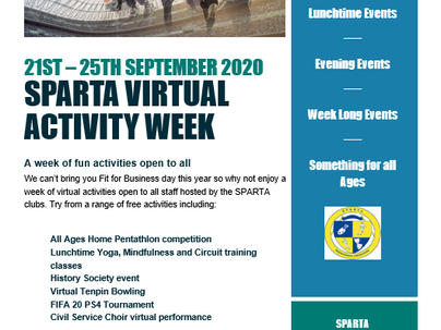 SPARTA VIRTUAL ACTIVITY WEEK ANNOUNCED