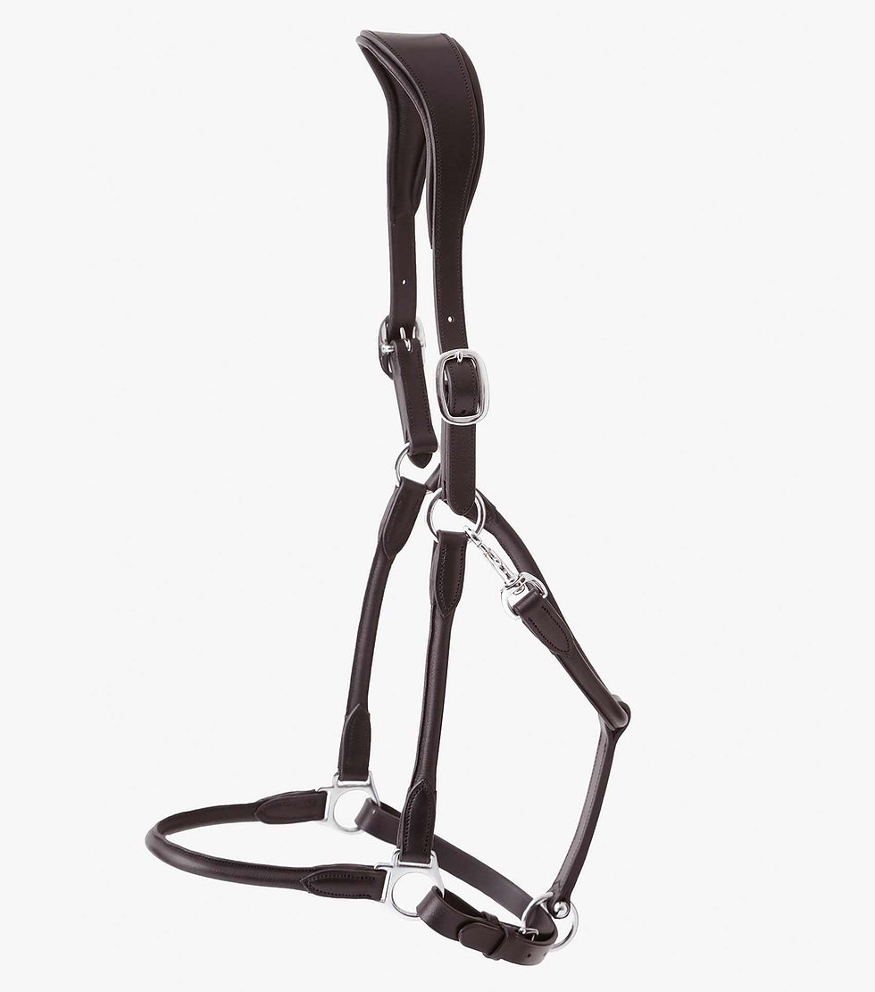 Thumbnail: Hennaroso Rolled Anatomic Leather Head Collar