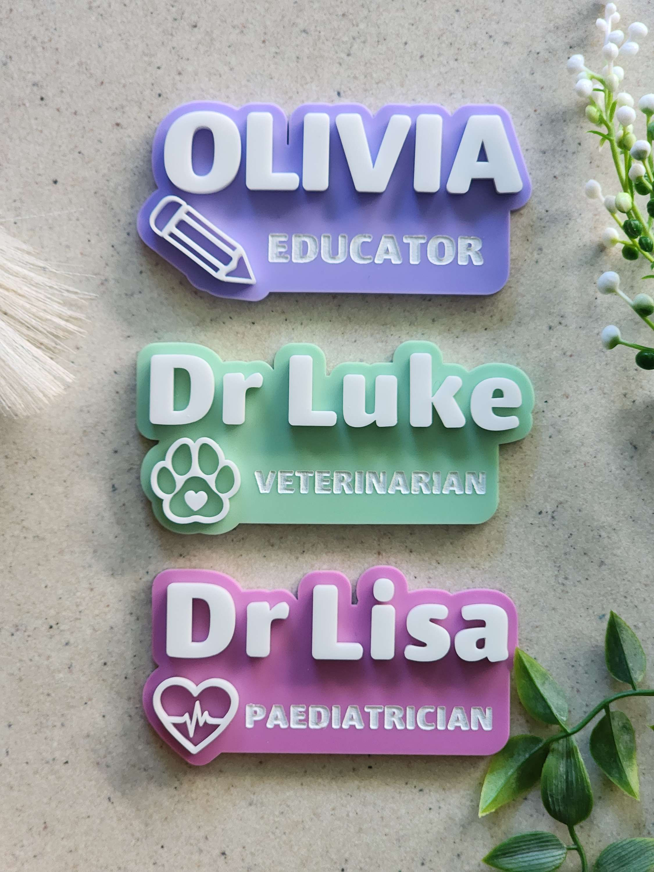Acrylic Name Badge with Profession Icon