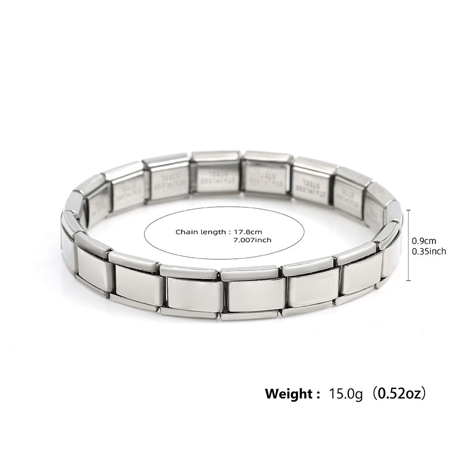 Thumbnail: Trendy Square Italy Stainless Steel Bracelets For Women Men HipHop Metal Italian