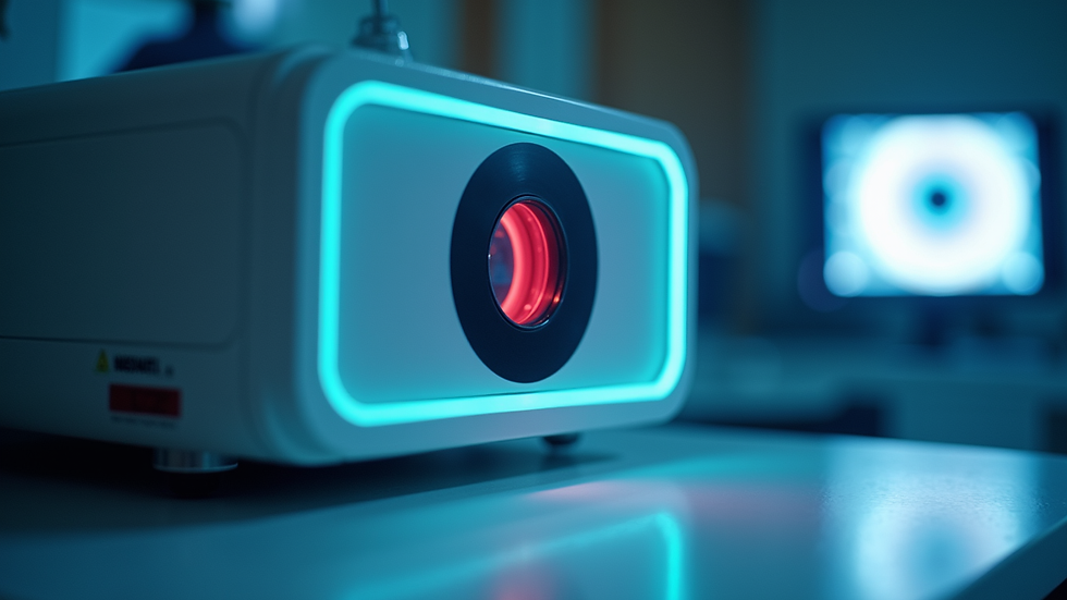 Close-up view of a femtosecond laser machine used in eye surgery