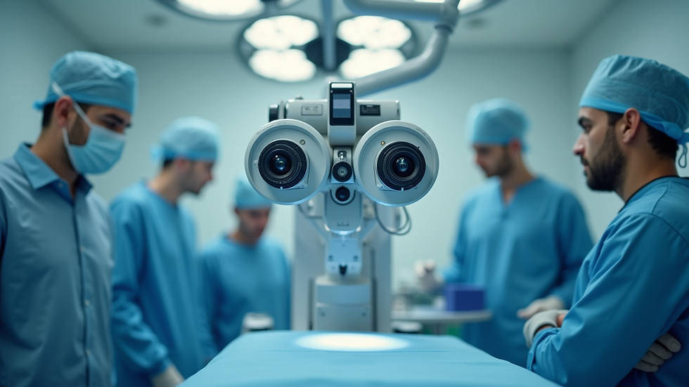Close-up view of advanced eye surgery equipment in Riyadh hospital
