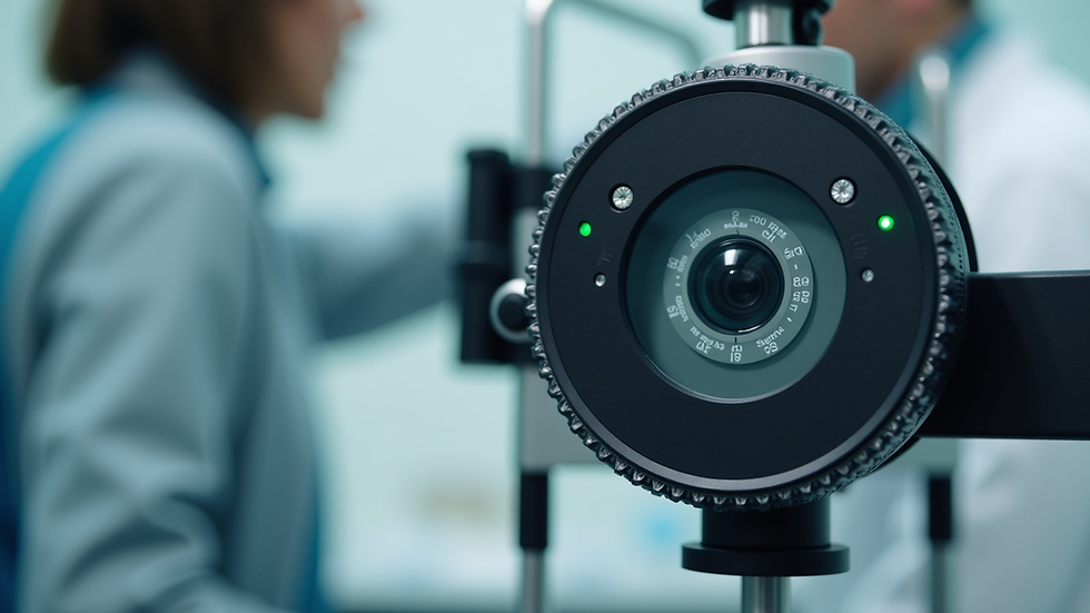 Close-up view of ophthalmic equipment used for eye examination