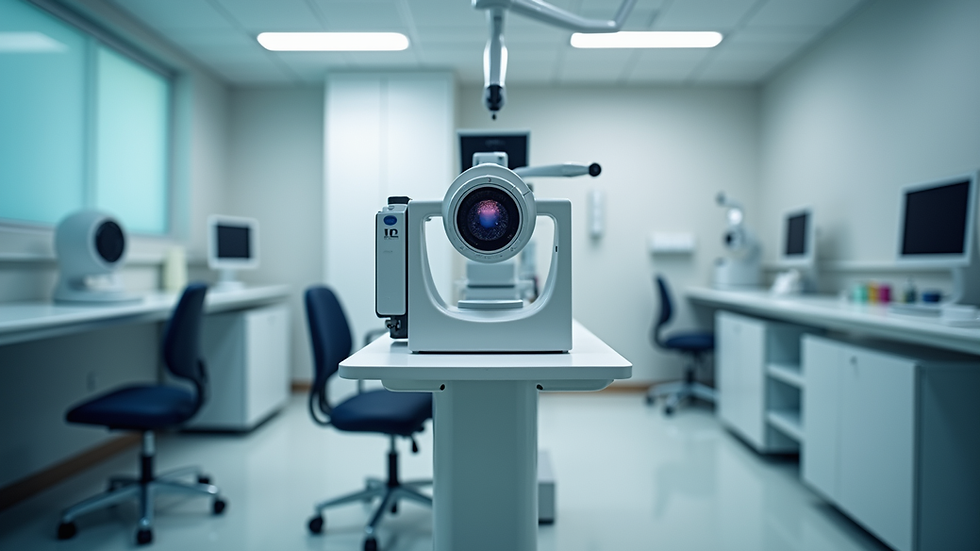 Eye-level view of modern ophthalmology clinic equipment