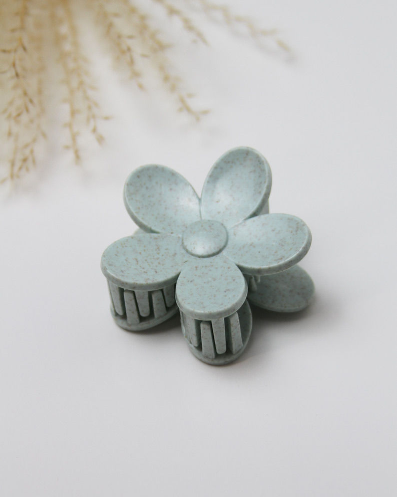 Thumbnail: Green 2-inch Flower Claw Clip with a matte finish and speckled texture.