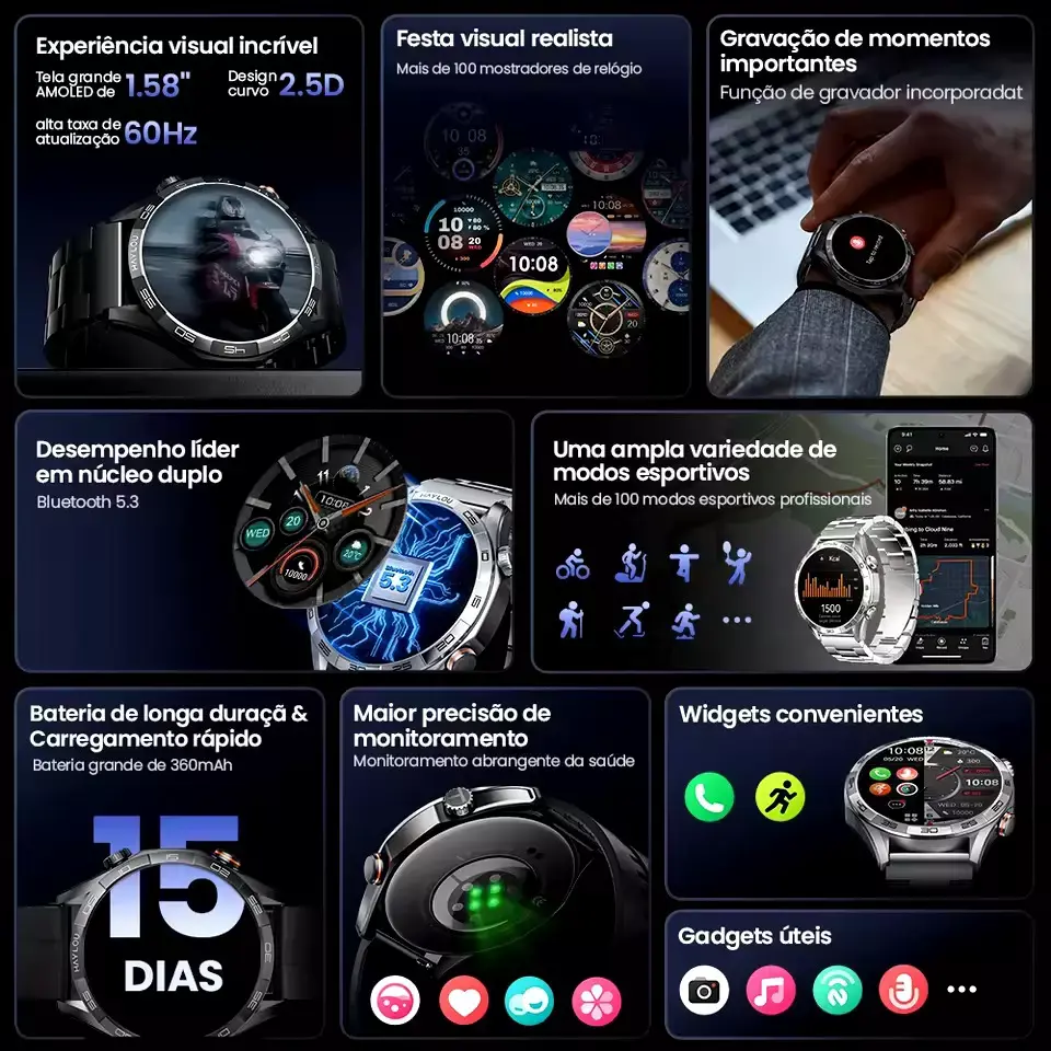 Miniatura: Smartwatch Haylou Solar 5 Amoled NFC A Prova Dagua