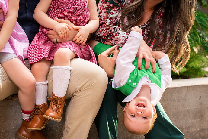 photo of little boy upside down