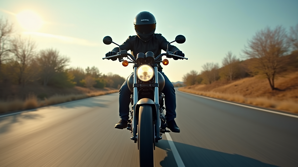 Eye-level view of a motorcycle training session