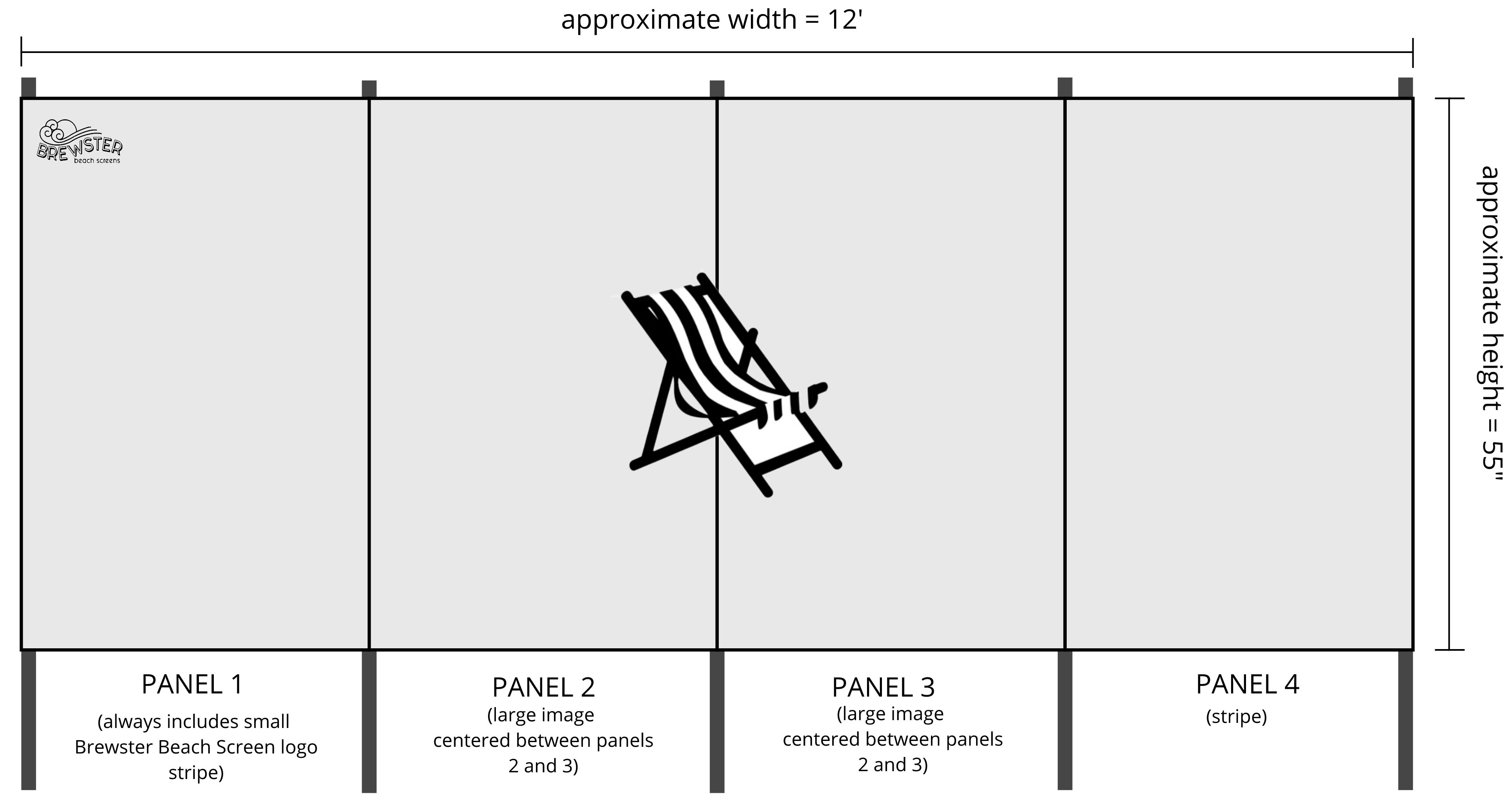 Beach Screen - 1 large image centered on 2 panels