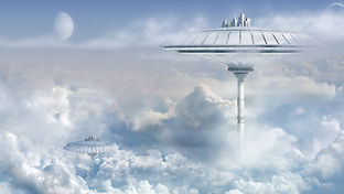 Città galleggiante futuristica