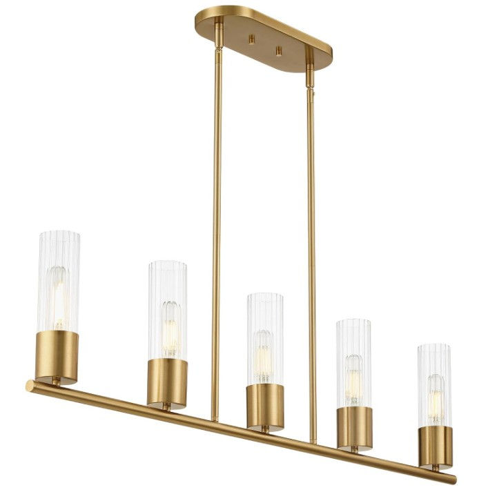 Modern Linear Gold Chandelier with Clear Glass Shades