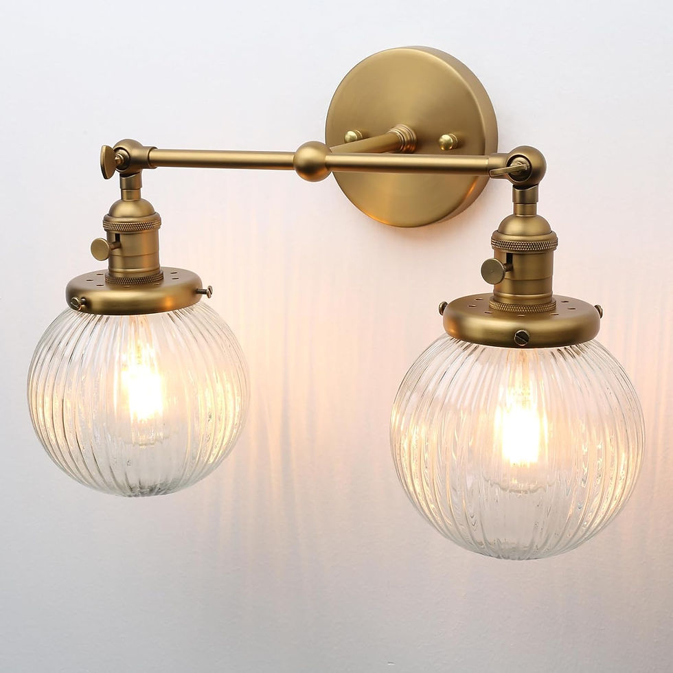 Modern Brass Double Sconce with Clear Glass Globes