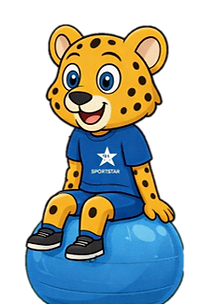 Skippy Star Cheetah on a ball