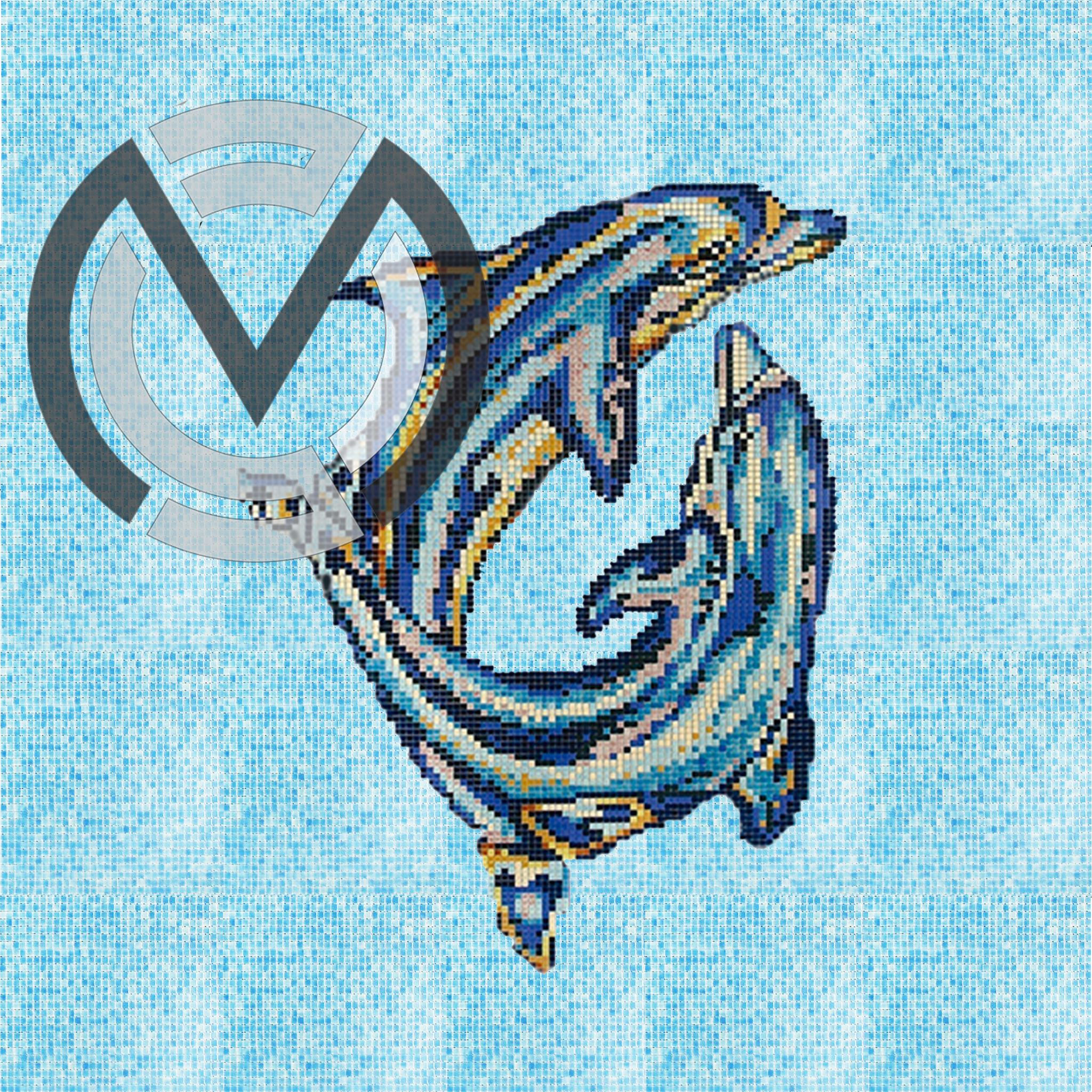 2 GOLFINHOS EM MOSAICO GIRANDO