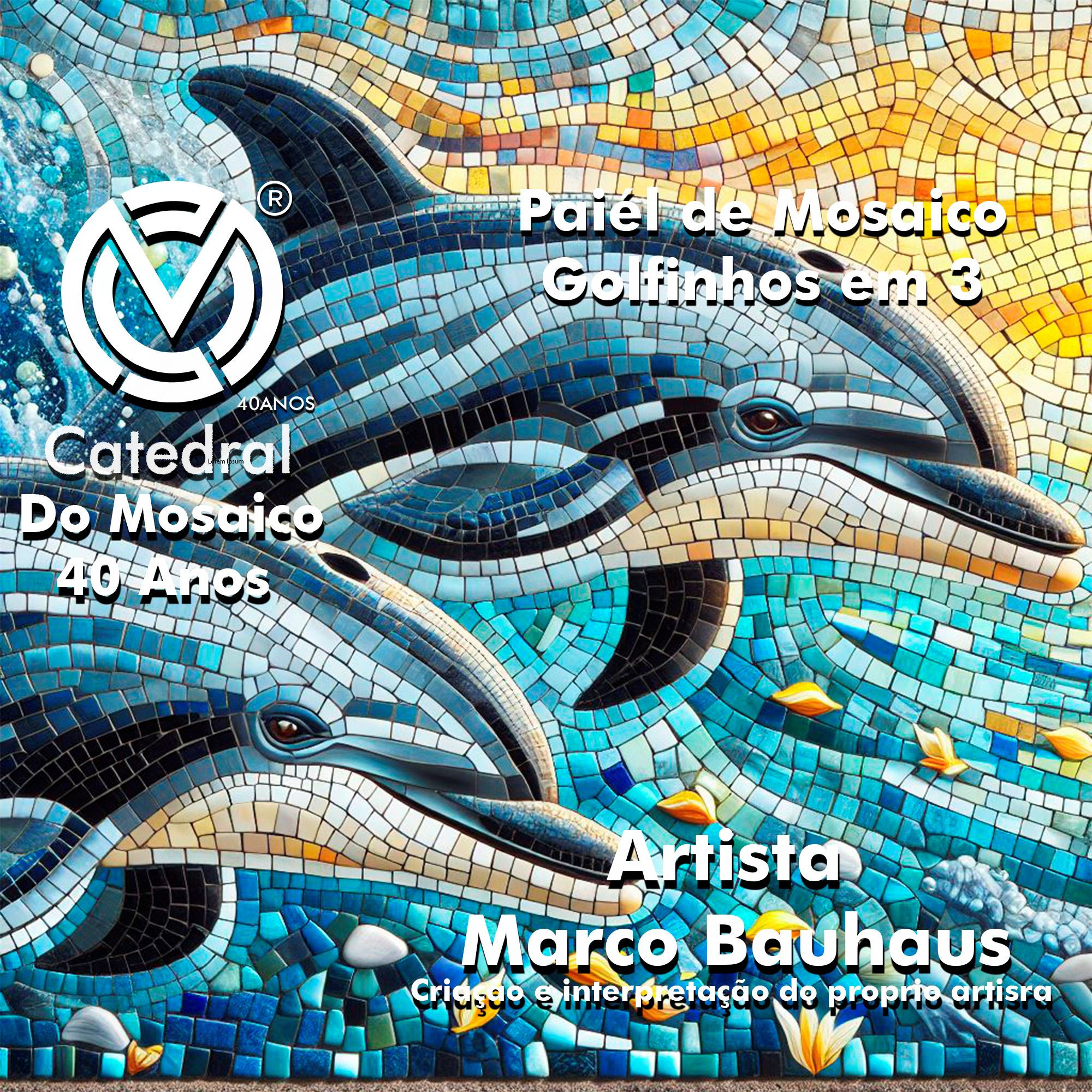 GOLFINHOS CINZA PAINÉL EM MOSAICO MARINHO