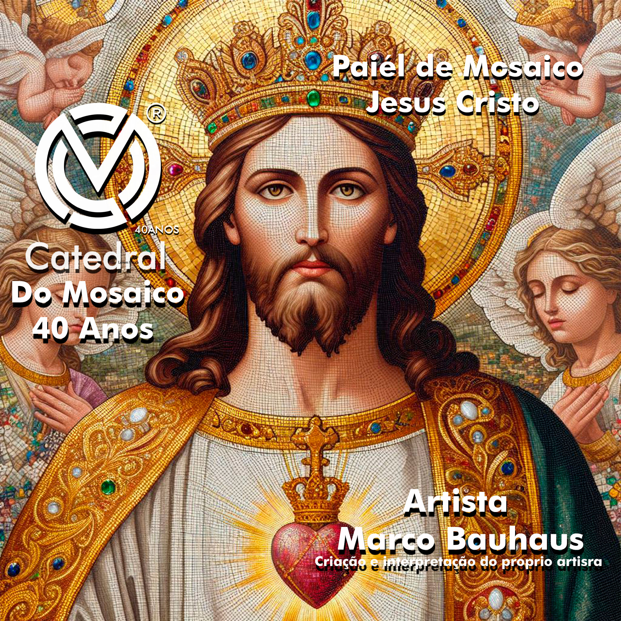Quadro Sagrado Coração de jesus 02 em Mosaico