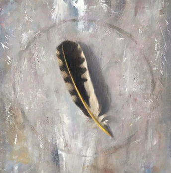 Feather, Trompe-l'oeil, Nature art, oil painting.