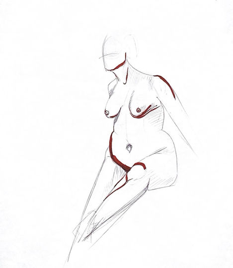 Figure Study, charcoal and ink on paper, 24"x18", 2018