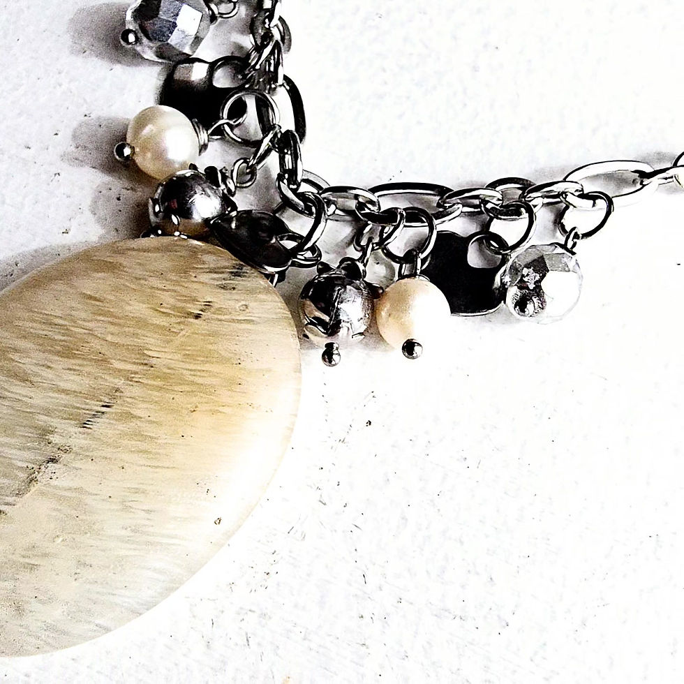 Miniatura: Colar inox com quartzo oval