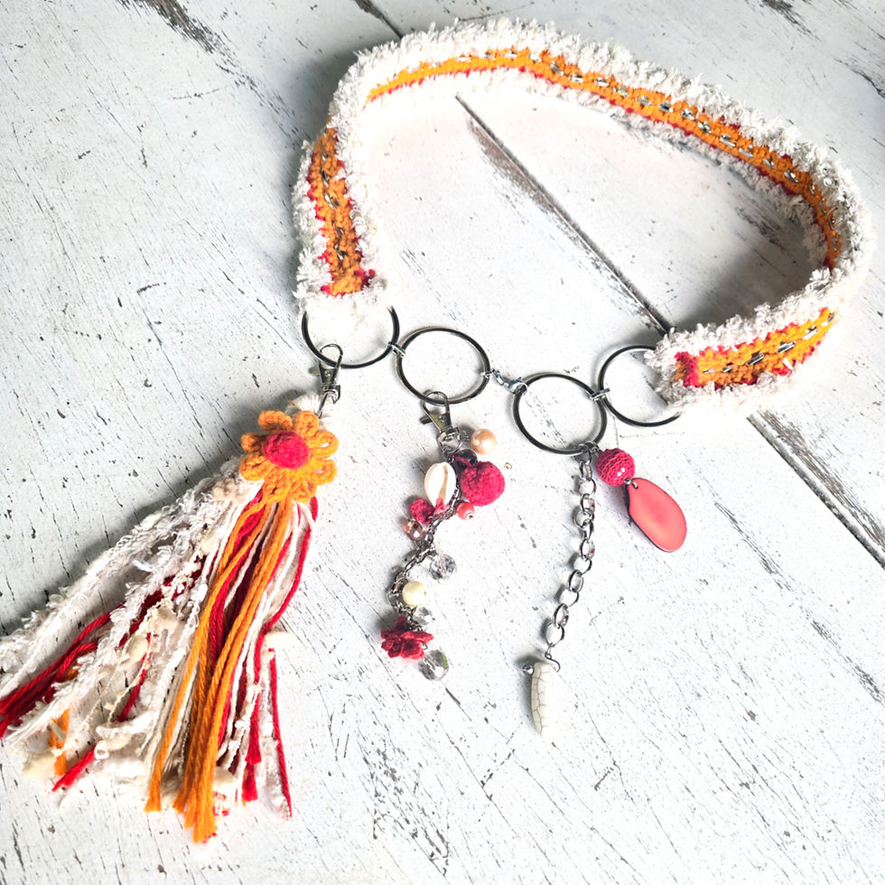 Miniatura: Cinto Artesanal boho laranja e vermelho