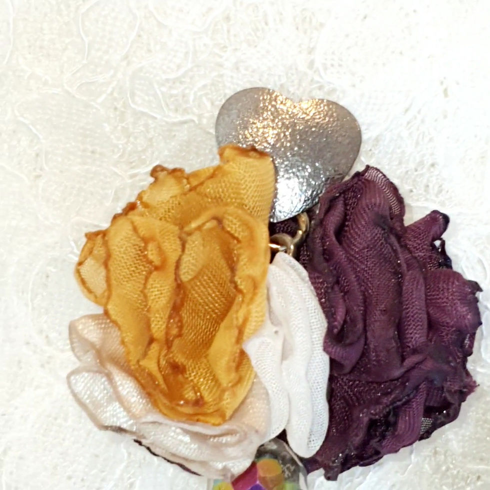 Miniatura: Brincos Alexa amarelo, roxo e cru