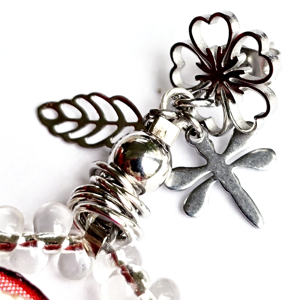 Miniatura: Brincos handi loreak com pingente LUXO drops tranparentes/prata