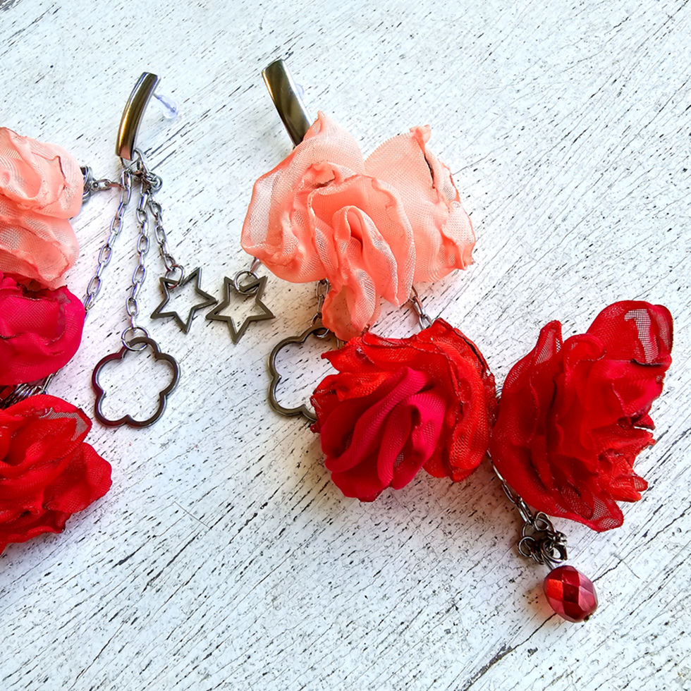 Miniatura: Brincos Allegra Rosé e vermelho
