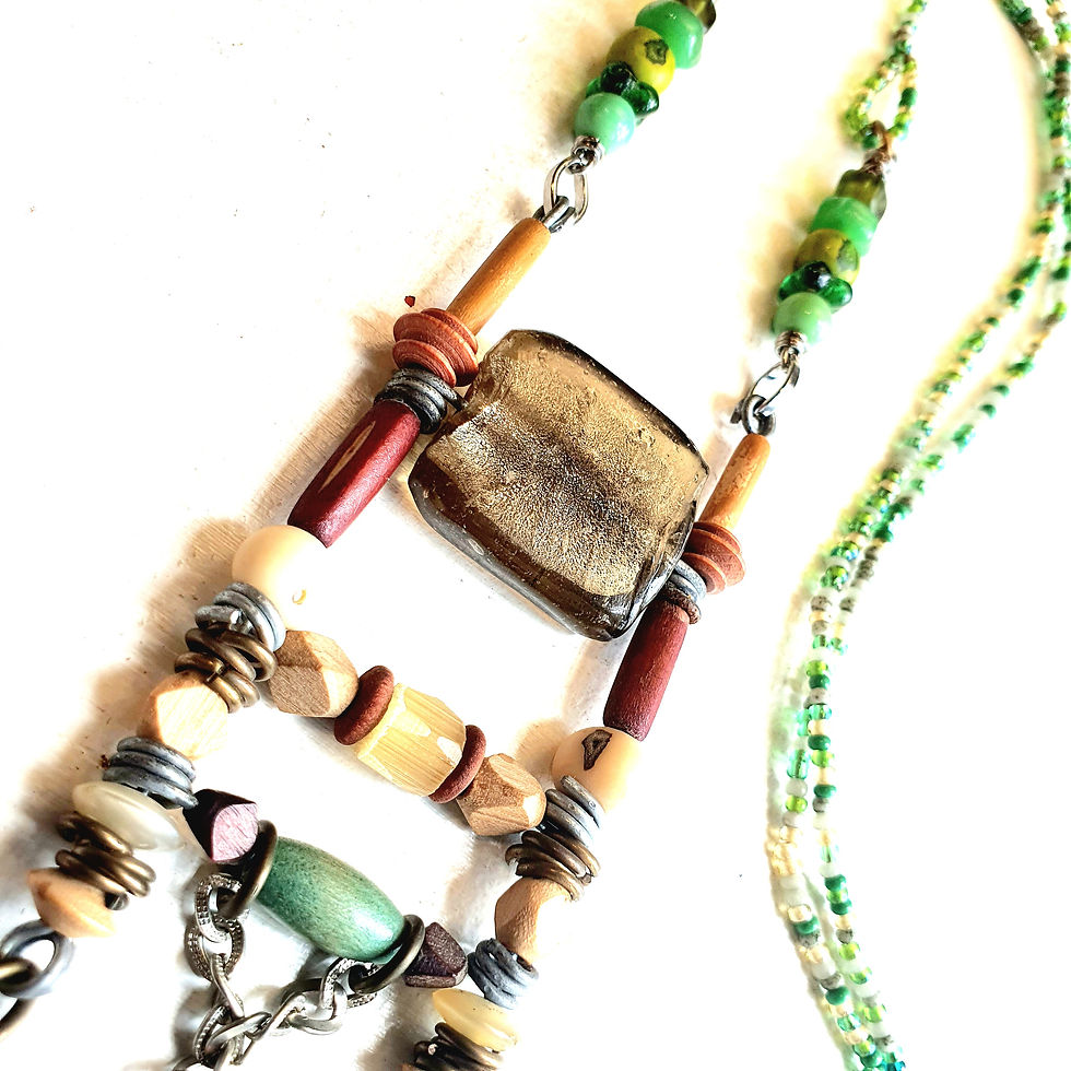 Miniatura: Colar Tribal verde e amarelo