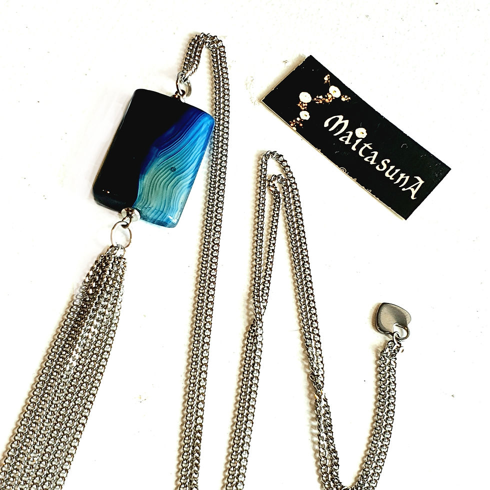 Miniatura: Colar inox agatha retangular azul