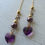 Miniatura: Brincos compridos aço inox gold e coração cristal lapidado ametista
