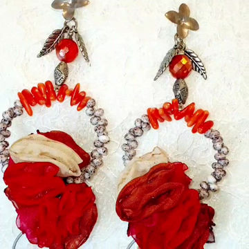 Miniatura: Brincos Handi Loreak harriak coral