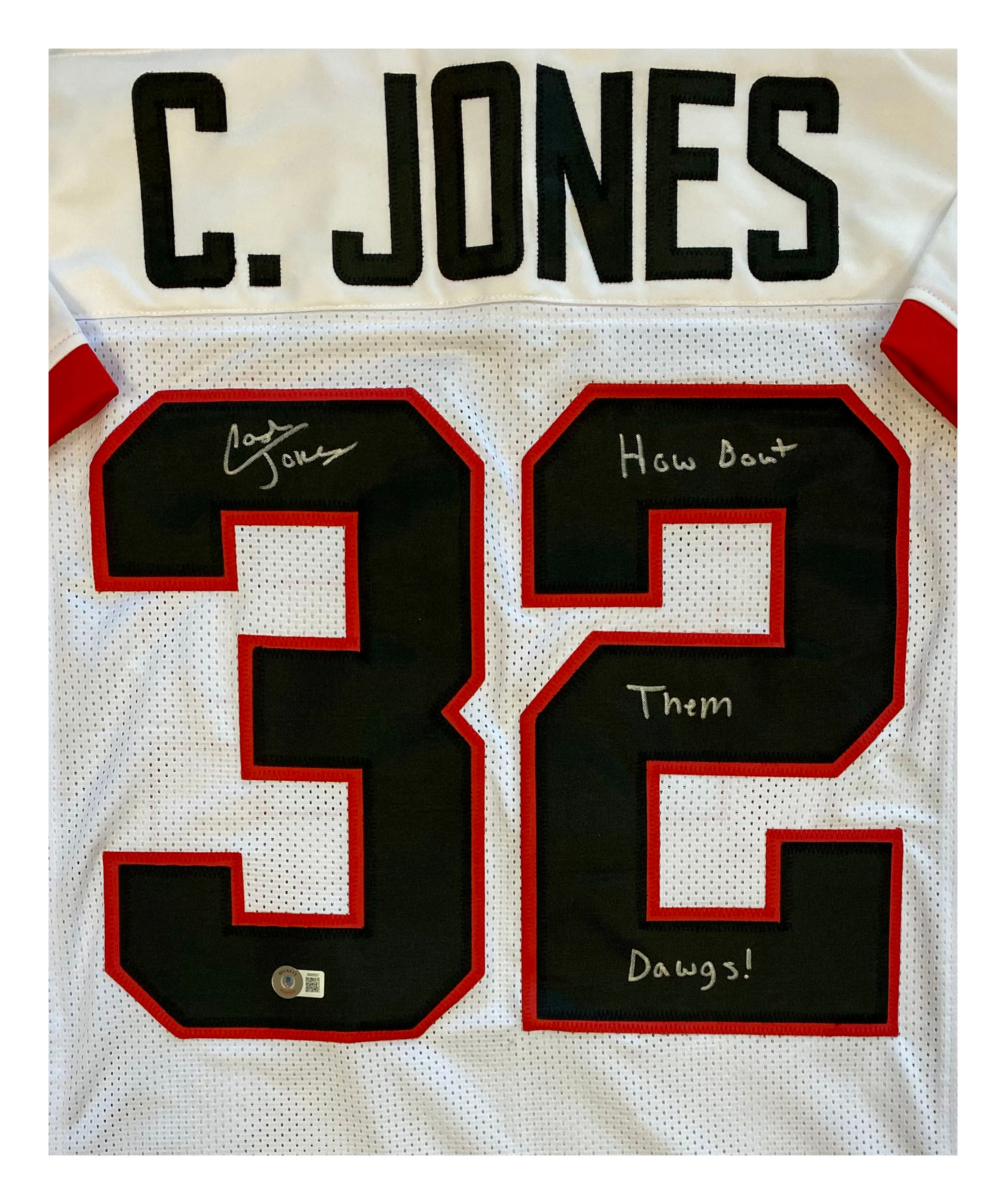 Cash Jones Autographed Georgia White Custom Jersey-HBTD Inscription