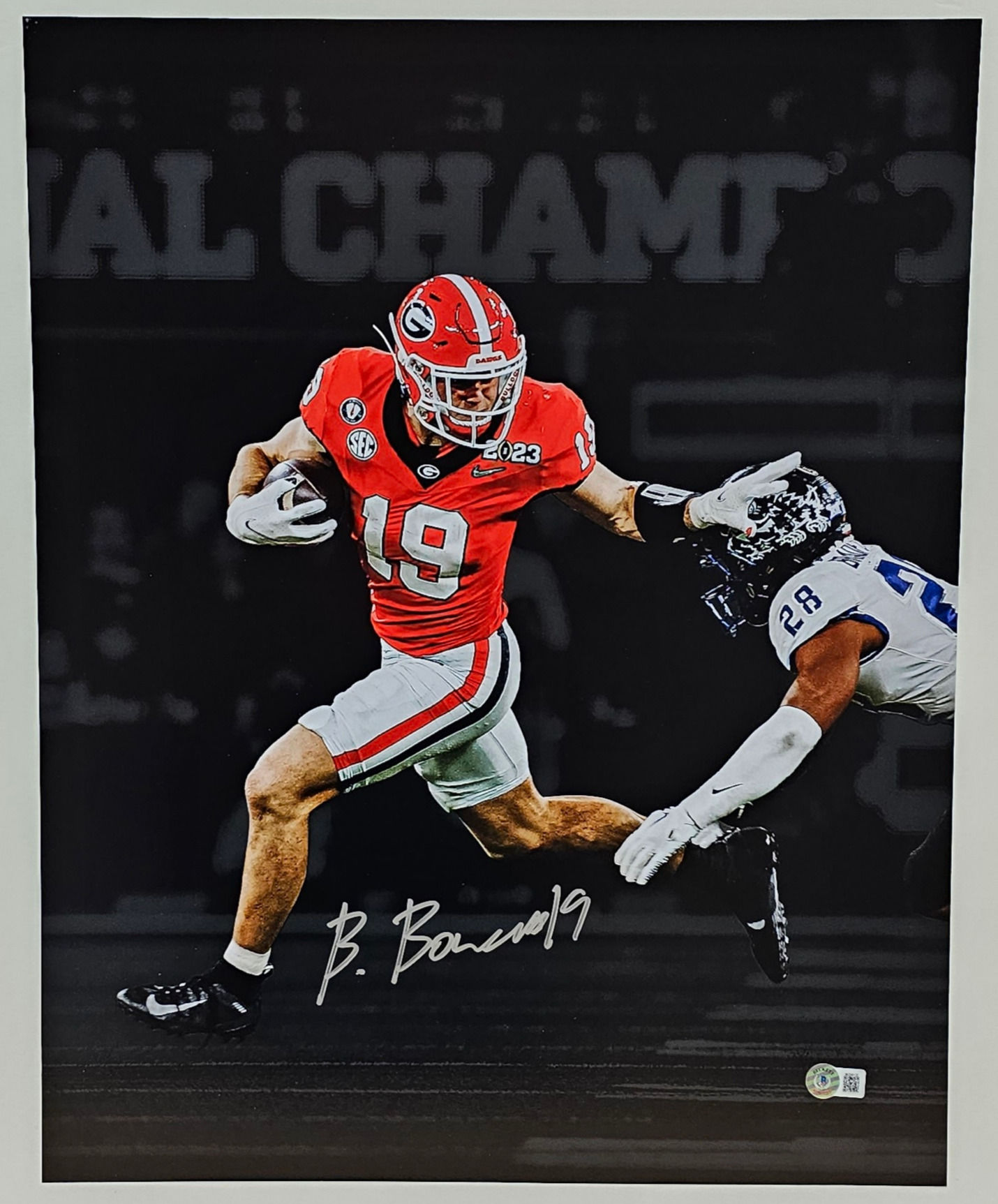 Brock Bowers | Autographed | 16x20 Spotlight Photo vs TCU | Beckett COA