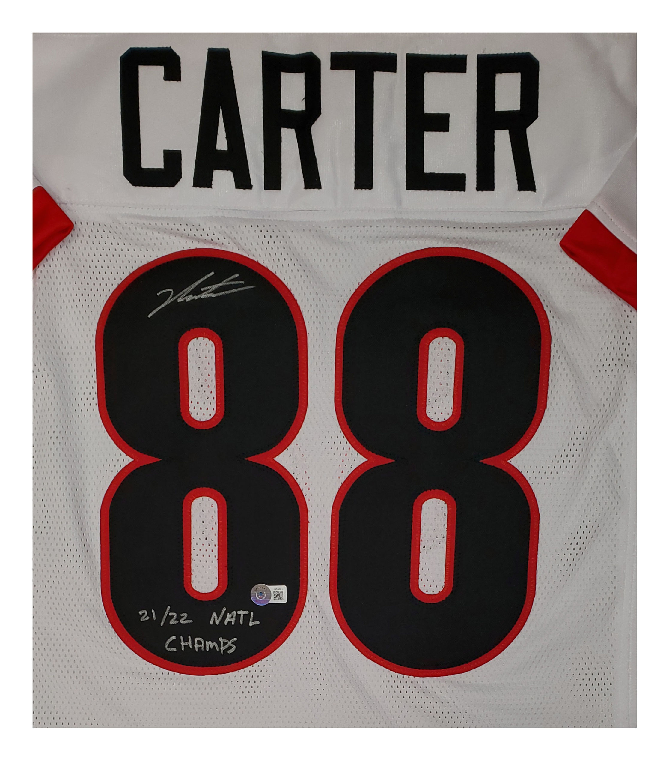 Jalen Carter Autographed Georgia White Custom Jersey-21/22 Champs Inscription